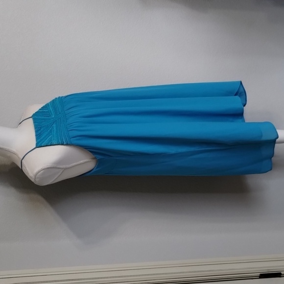 Buddy Love Turquoise Halter Dress Mix Material Collar Sleeveless Size Large - Picture 3 of 7